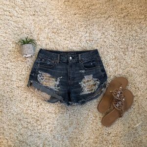 Lace peek-a-boo, Destroyed Jean Shorts